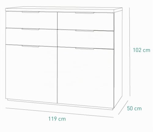 Composad Mundi madia 4 cassetti 2 ante rovere bianco