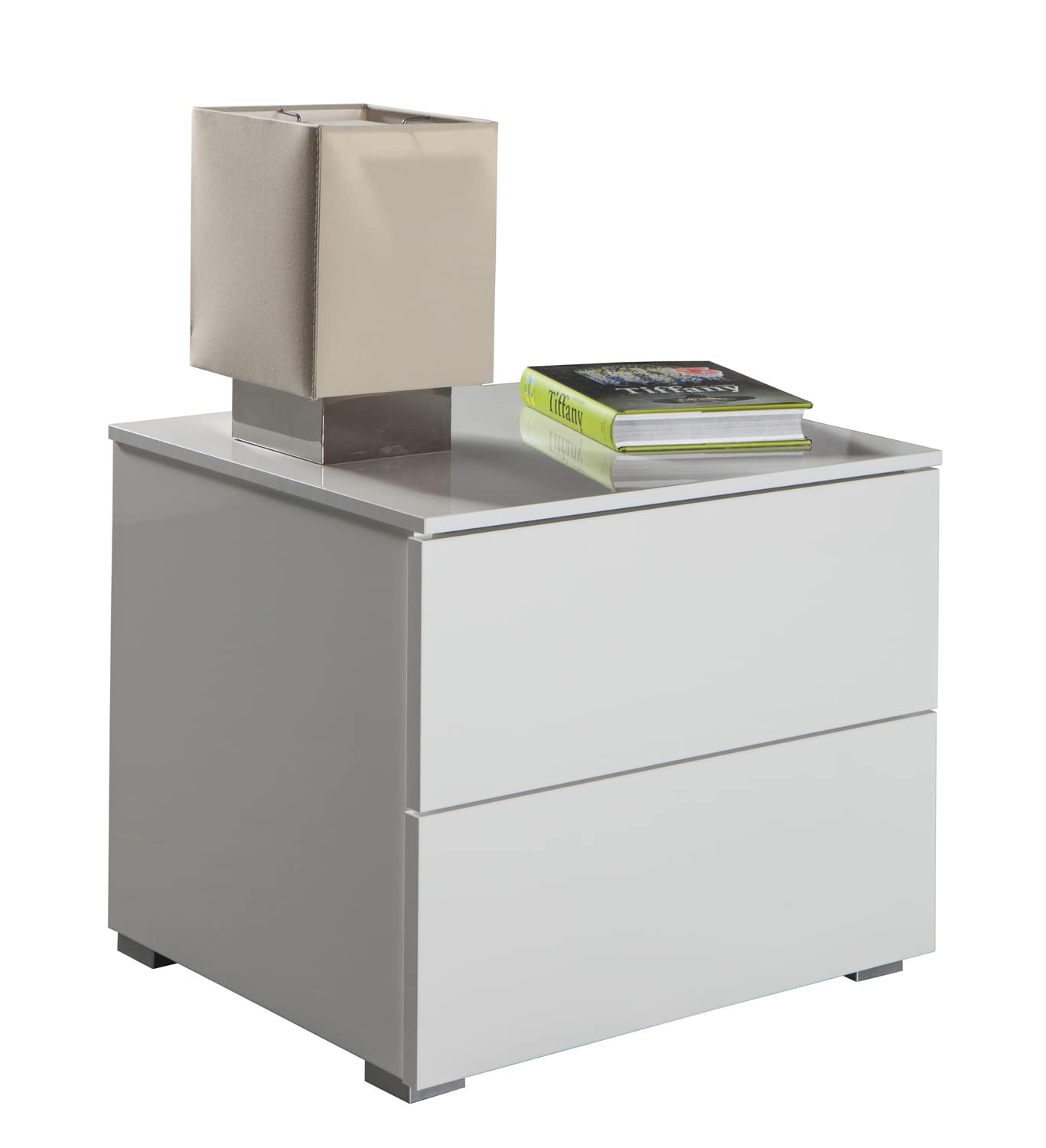 COMPOSAD Privilegio Comodino 2 Cassetti Bianco Laccato 55 cm