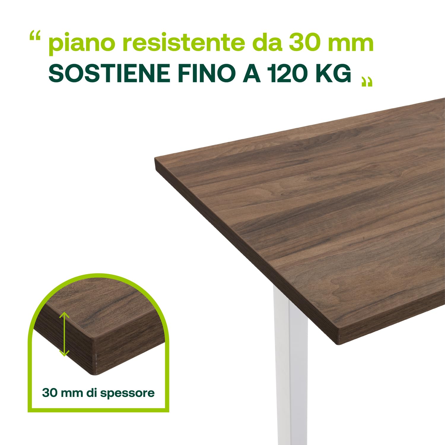 Composad Energia scrivania altezza regolabile 150x69 noce brera bianco