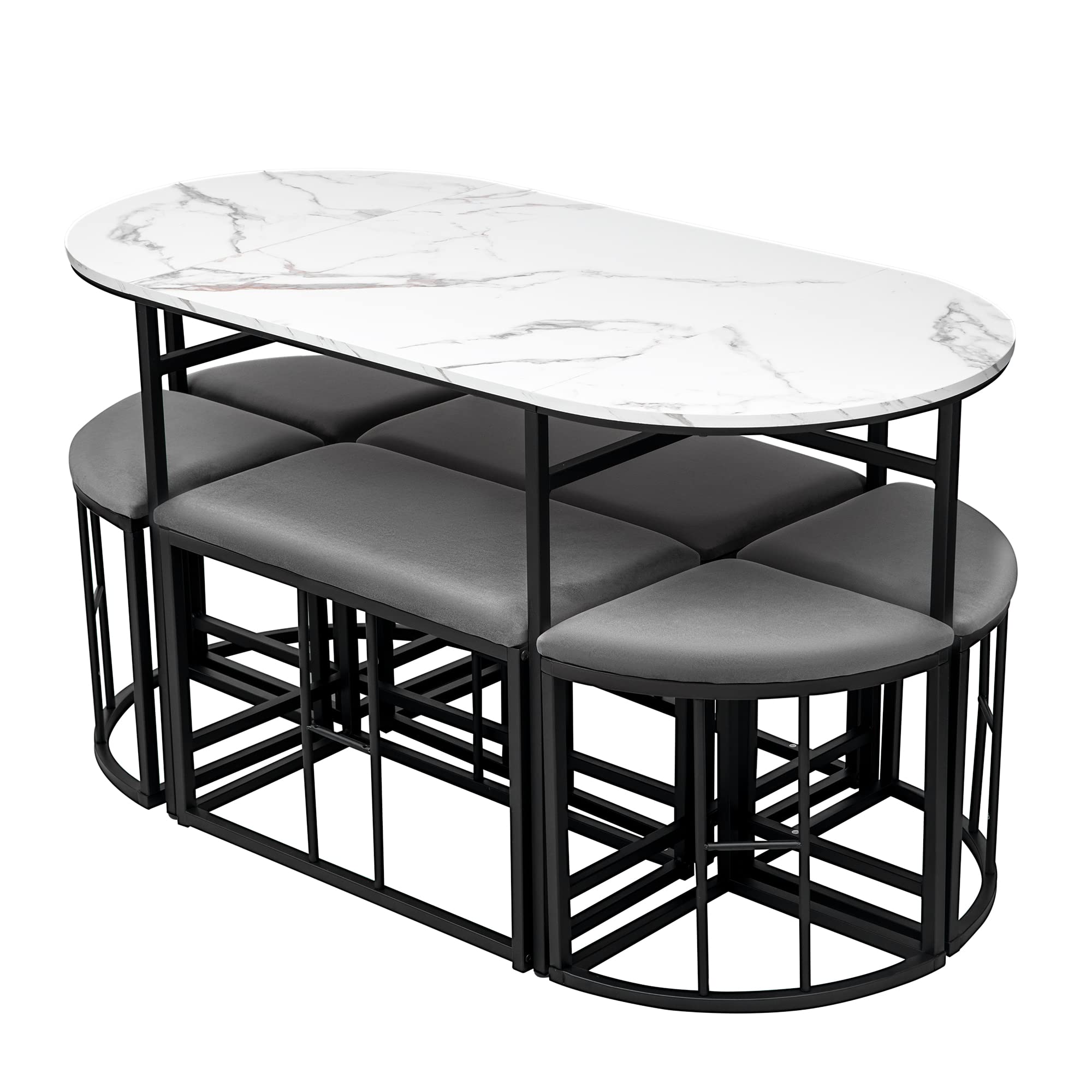 Dolamaní DM308 set tavolo 6 sedie bianco nero moderno
