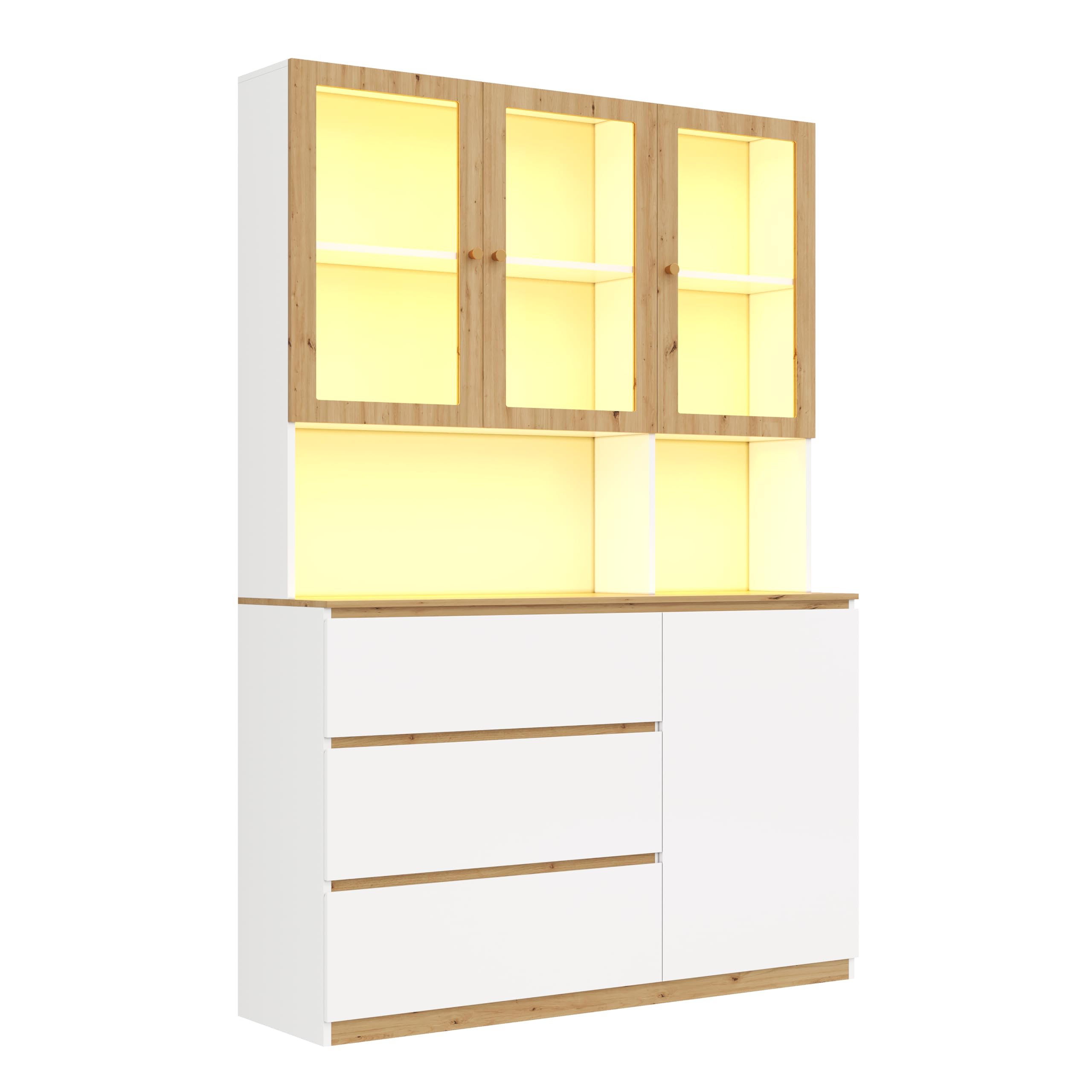 Dolamaní Armadio Alto Bianco 120x40x200 cm Vetrina LED