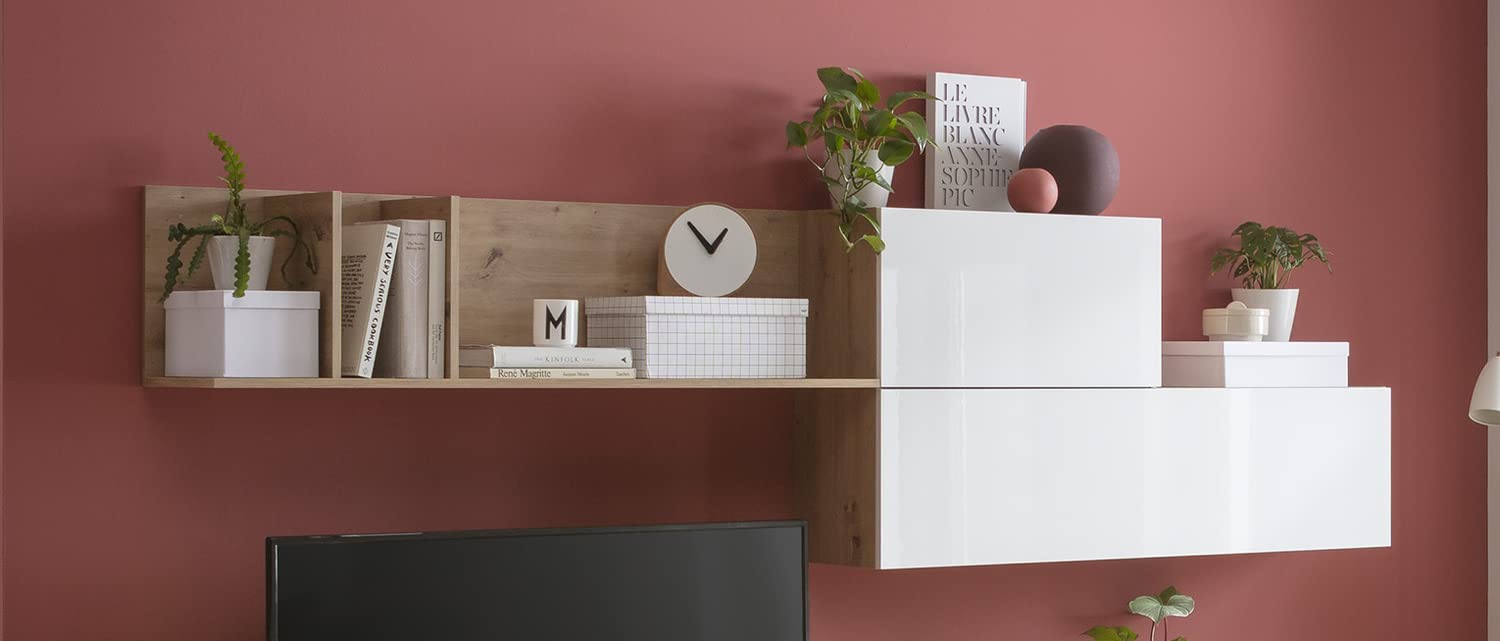 Composad Mundi Pensile 3 Vani 2 Ribalte Bianco Rovere Miele
