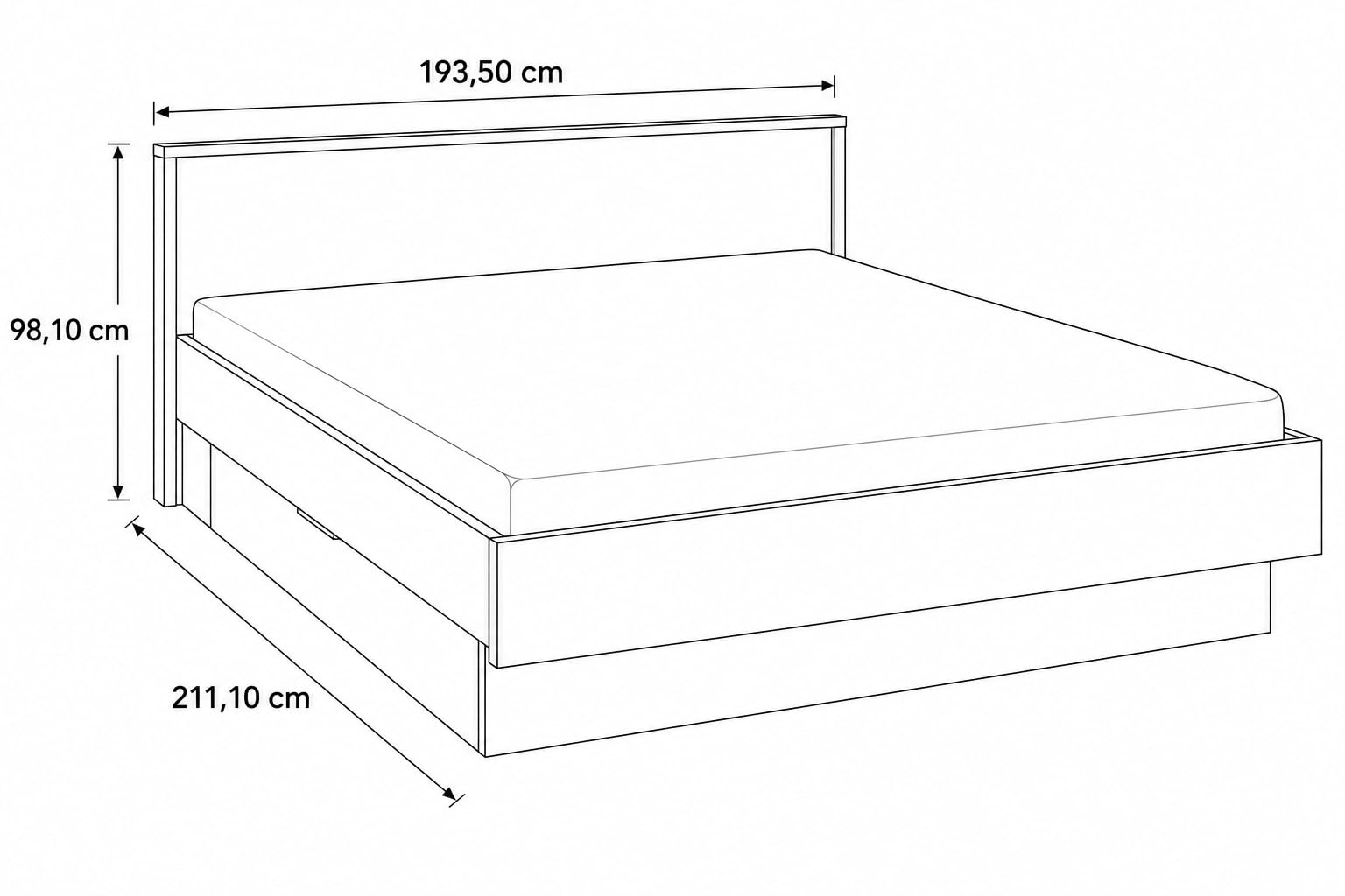 Composad Mundi Letto Contenitore 180x200 Rovere Mielato Bianco