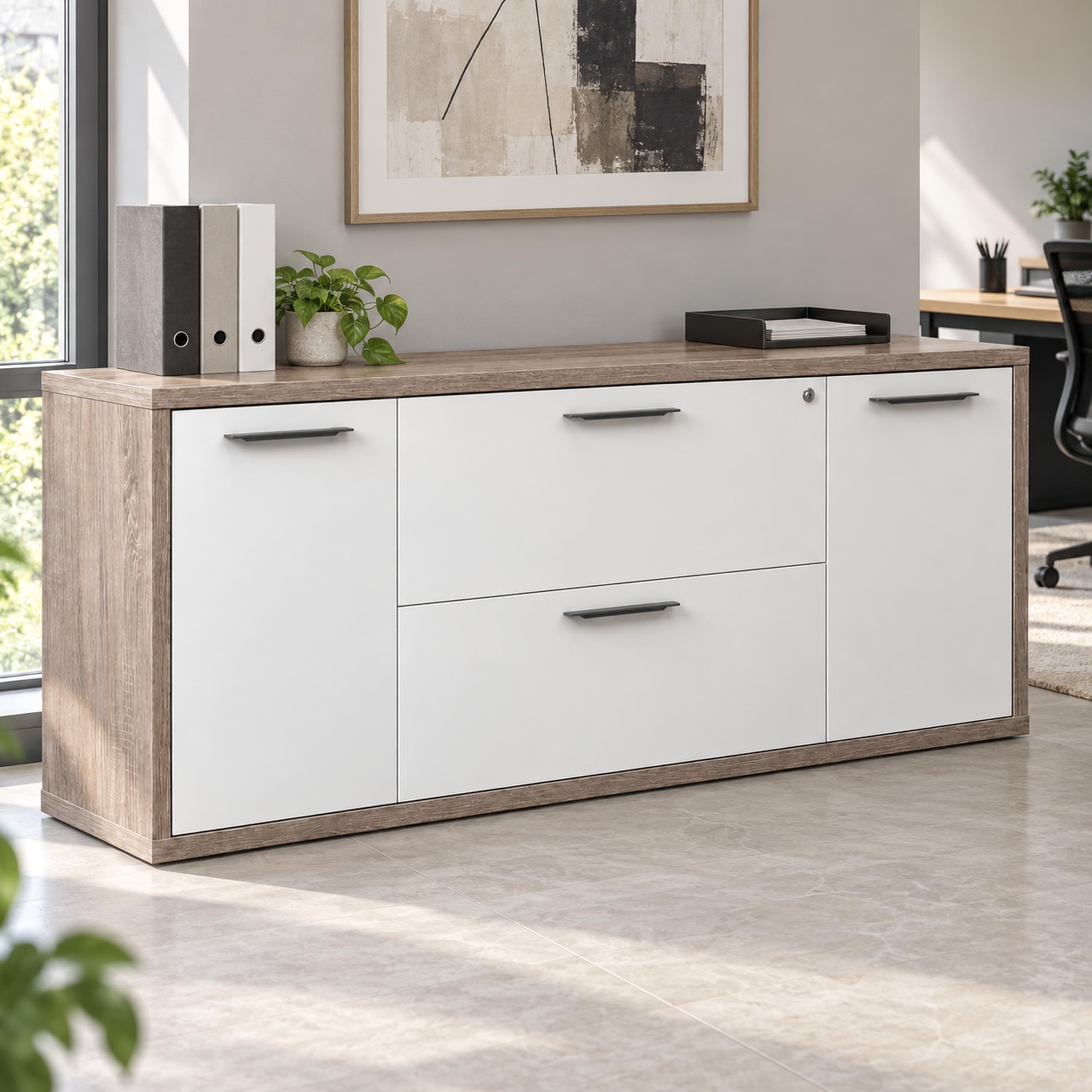 COMPOSAD base multiuso madia bianco rovere 180 cm