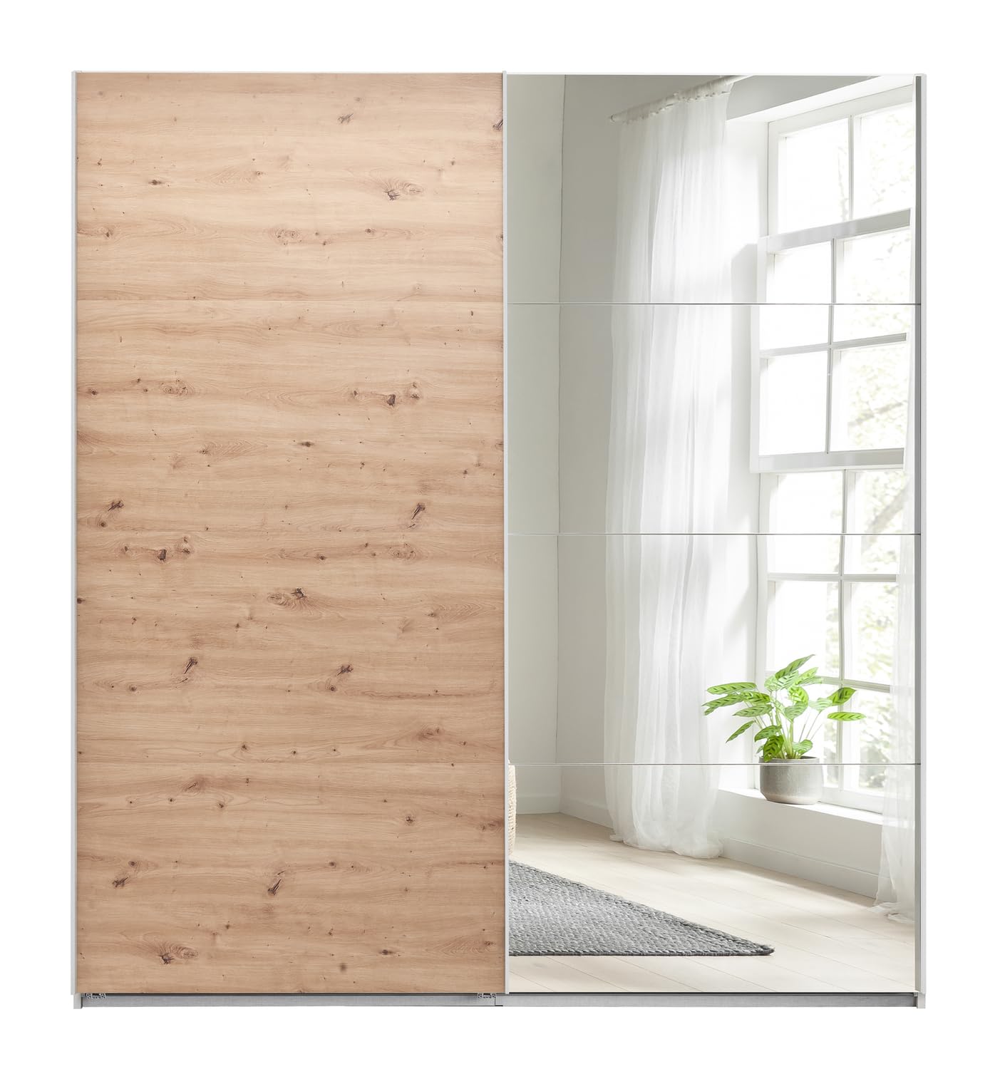 Composad Systema armadio 2 ante scorrevoli 200 specchio bianco rovere