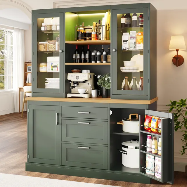 Dolamaní Credenza Verde 140x40x185 cm LED App 3 Cassetti