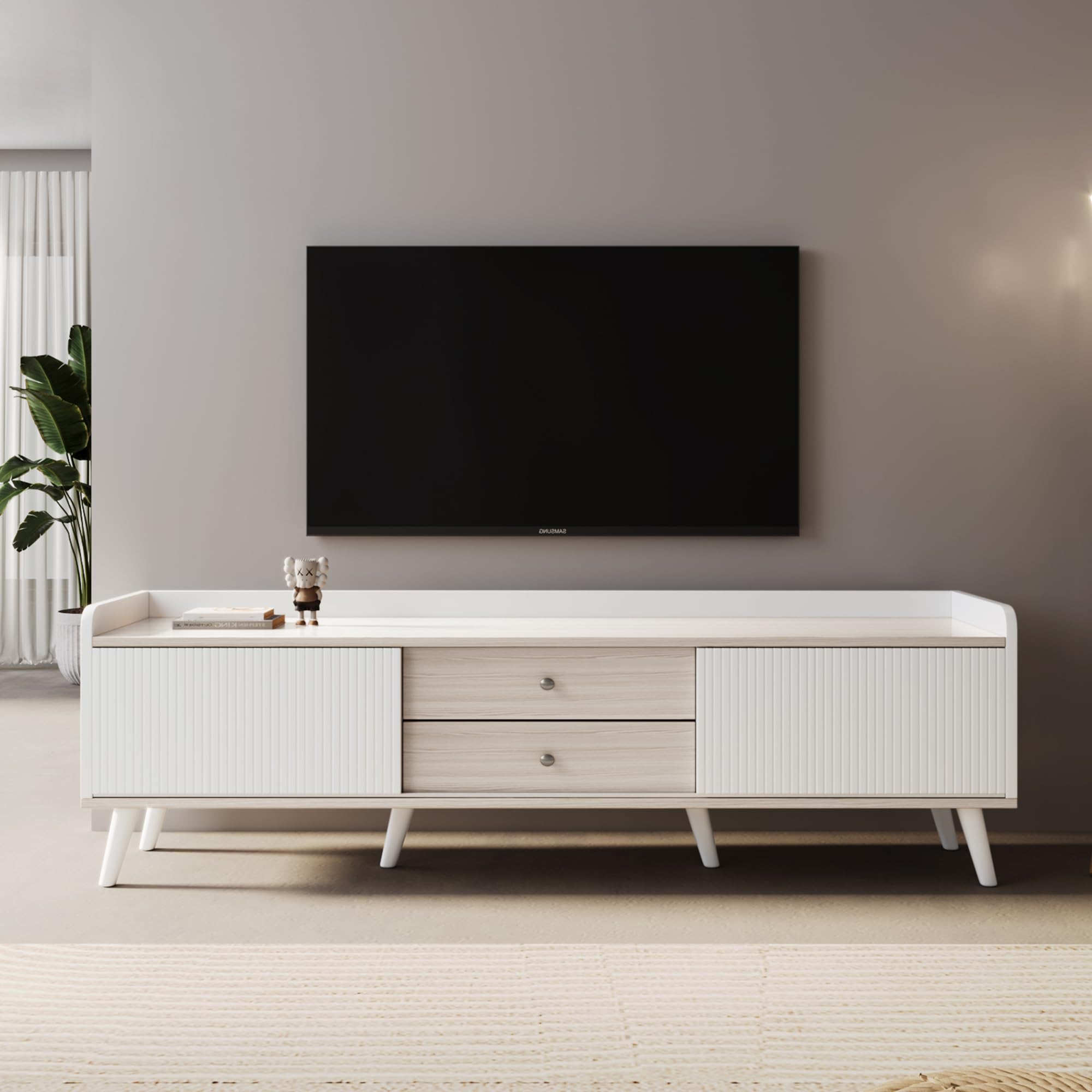 Dolamaní Mobile TV 160 cm Bianco 2 Cassetti Ante Scorrevoli