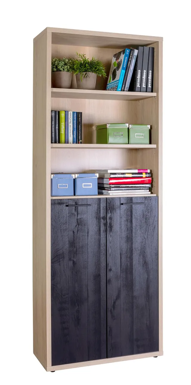 Composad Davinci Libreria 2 Ante 3 Vani Rovere Nero