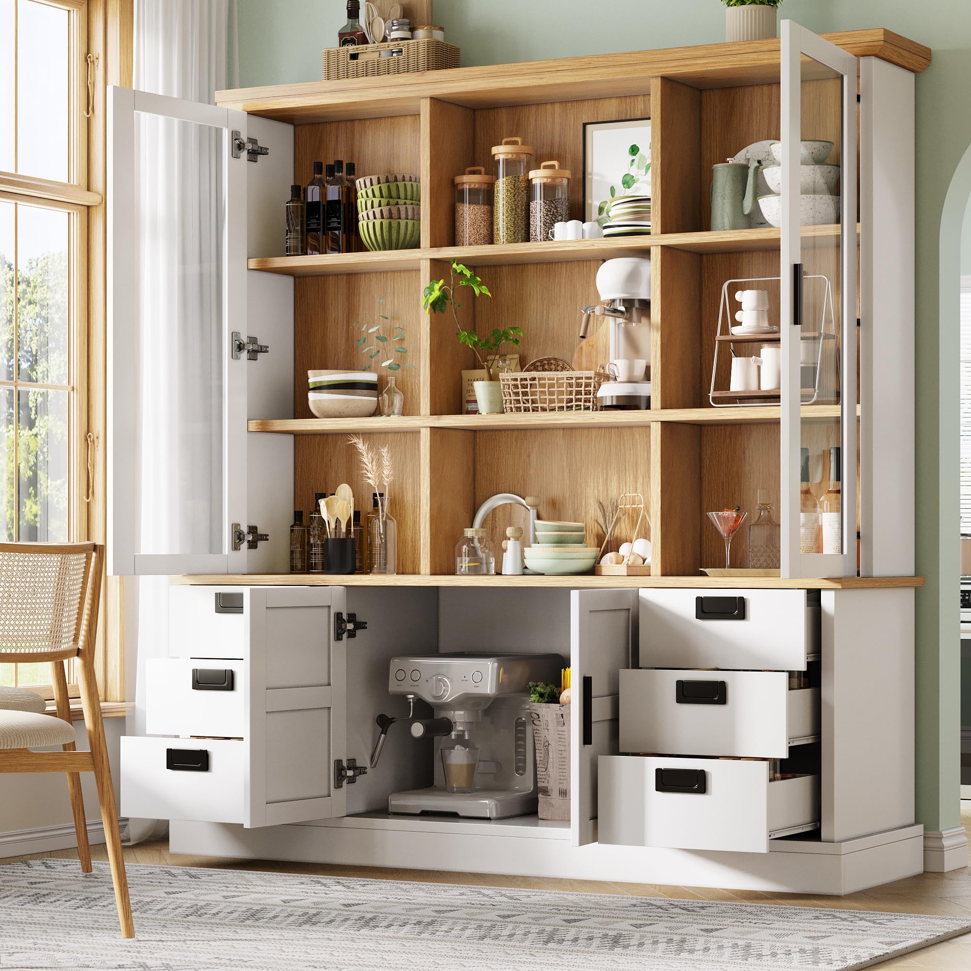 Dolamaní Credenza Alta 140x40x185 cm 6 Cassetti Vetro