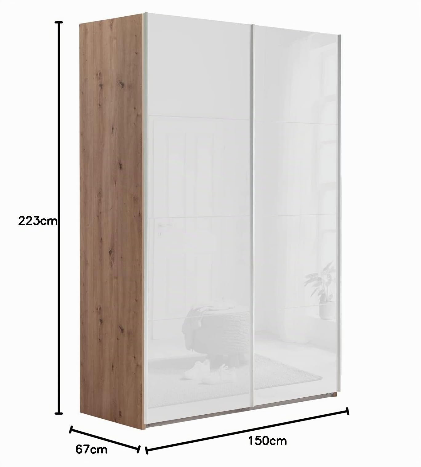 Composad Systema Armadio 2 Ante Scorrevoli 150 Rovere Miele Bianco
