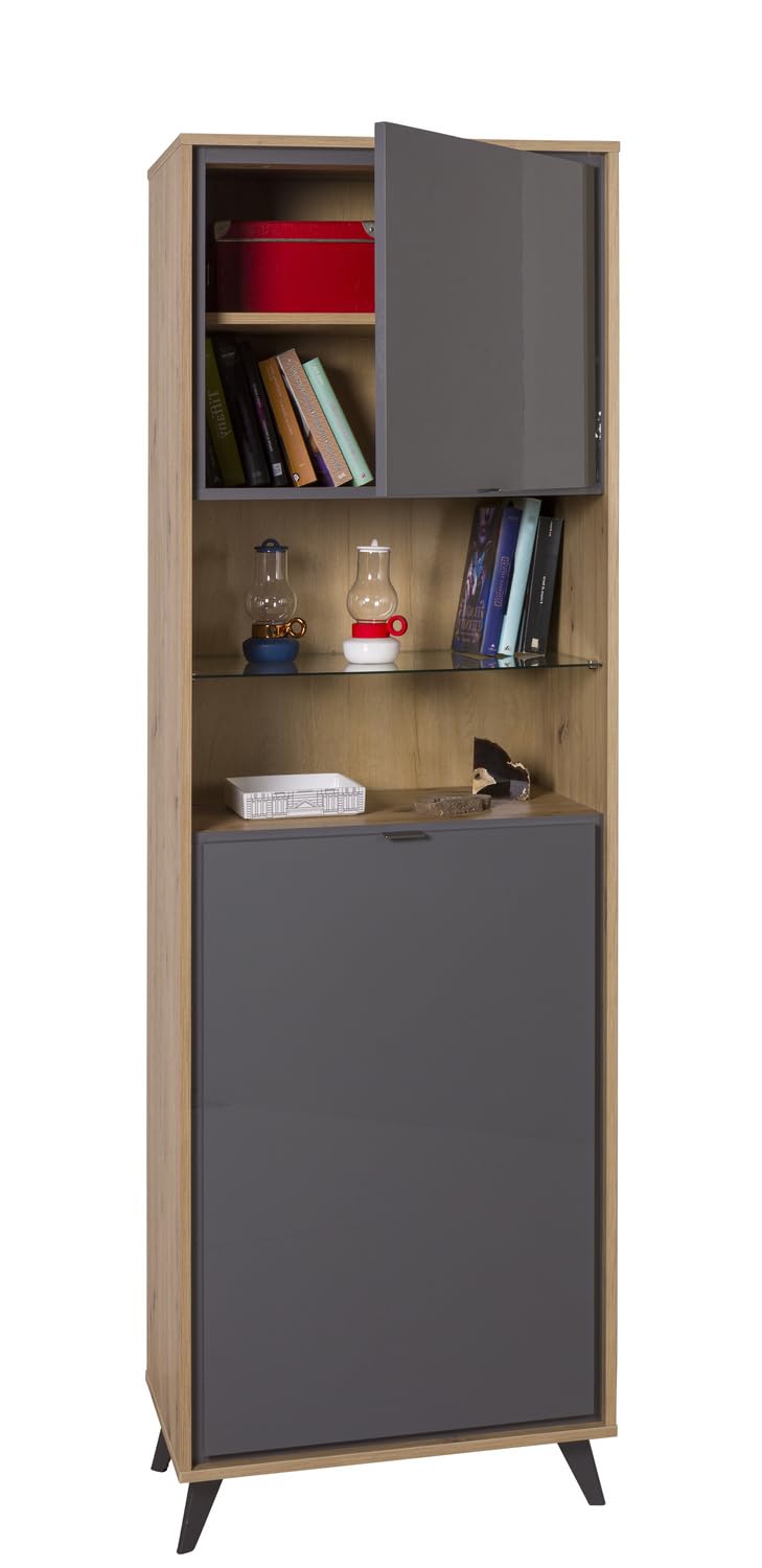 Composad Cornice mobile colonna 2 ante 2 vani rovere grigio