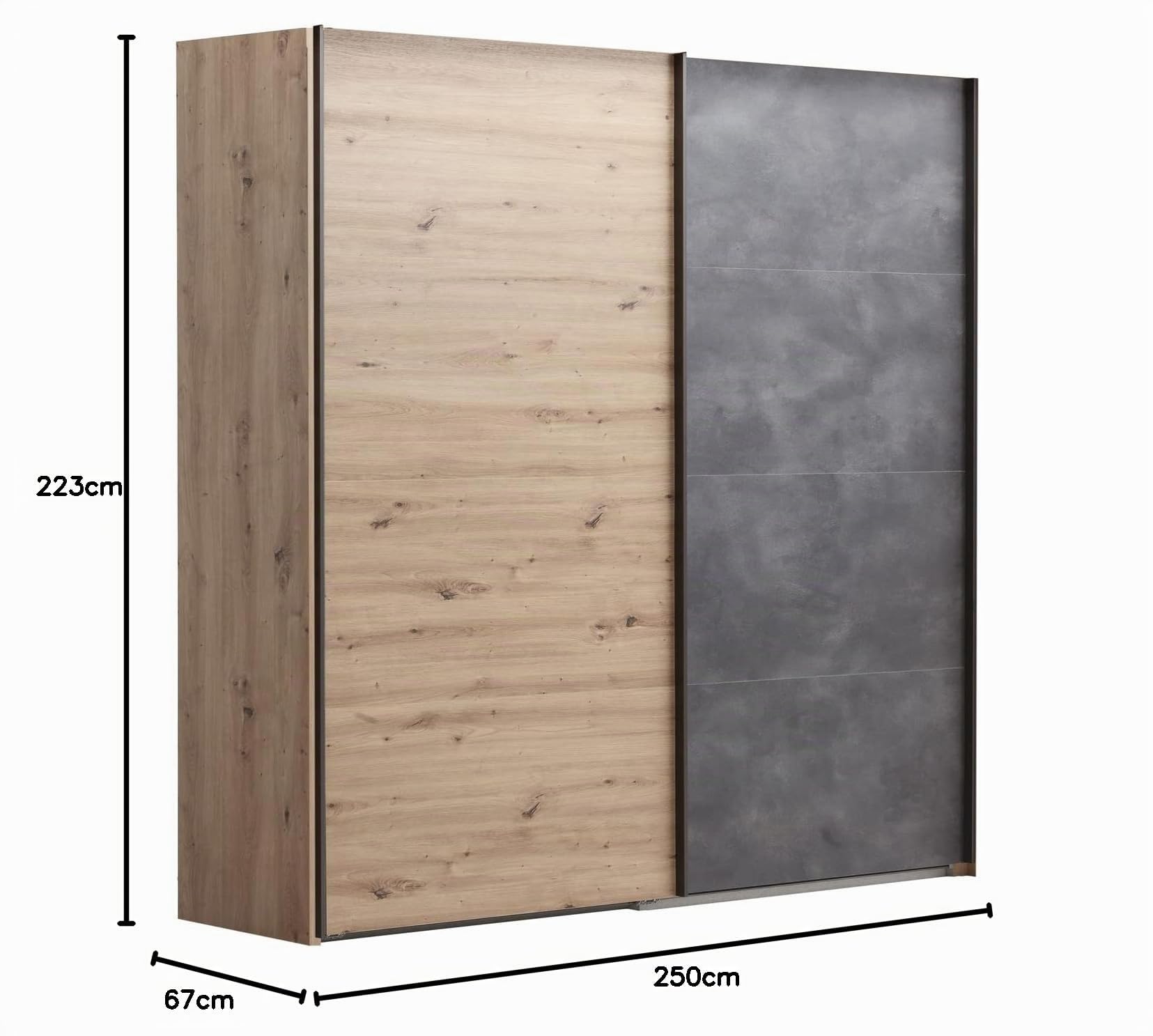 Composad Systema Armadio 2 Ante Scorrevoli 250 Rovere Grigio