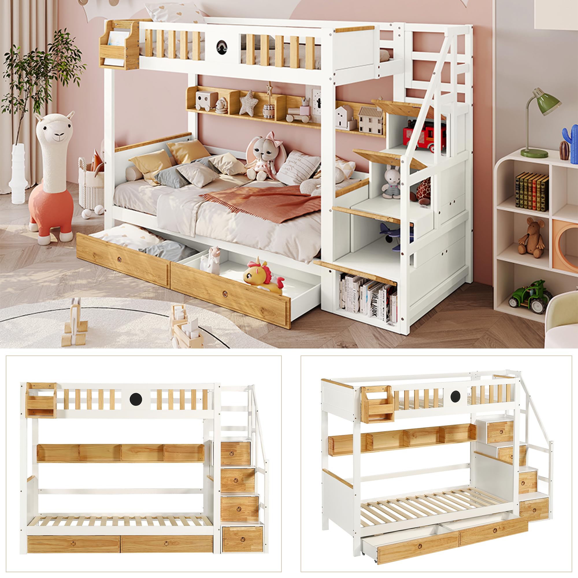Dolamaní Letto a Castello 90x200 Scala 4 Vani Bianco Naturale