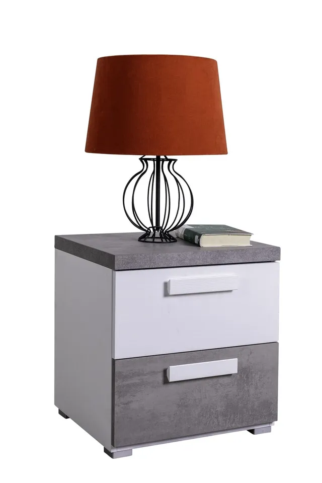 Composad Ador'A Comodino 2 Cassetti Cemento Bianco 49 cm