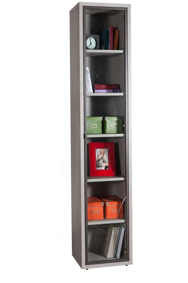 Composad Disegno anta vetro libreria alta grigio cemento 44 cm