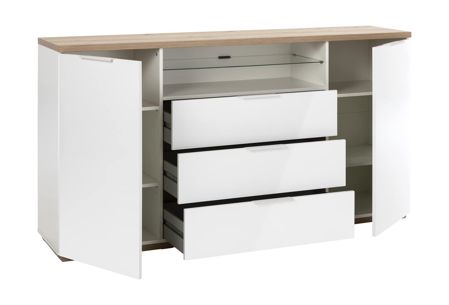 Composad Mundi Credenza 3 Cassetti 2 Ante Bianco Rovere