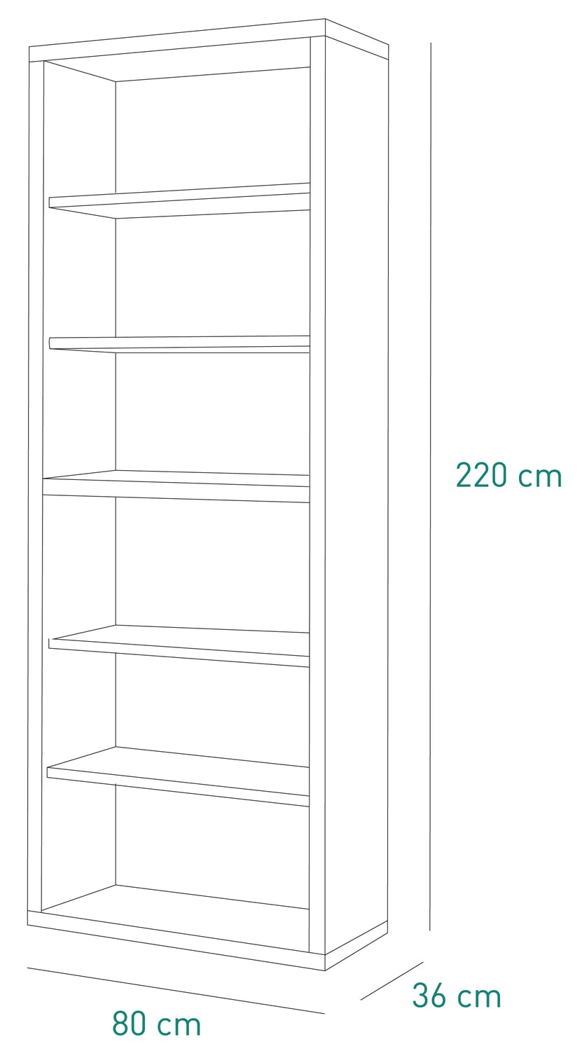 Composad Stampa Libreria Alta 5 Ripiani Rovere Bordeaux 80 cm