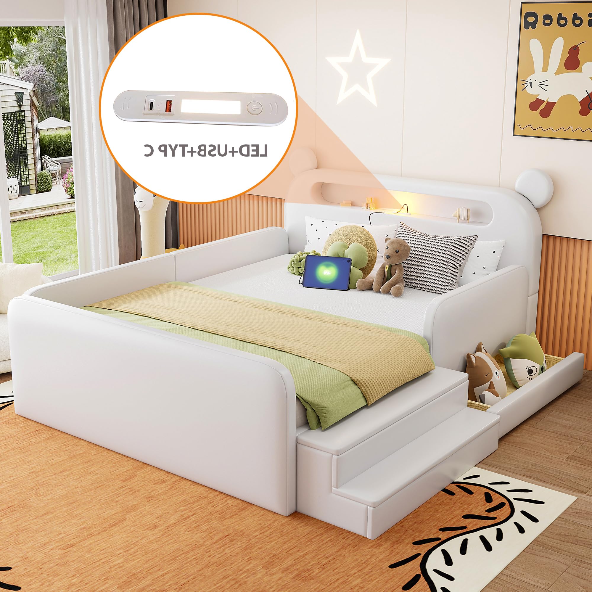 Dolamaní Letto Bambini Orso 140x200 Bianco Ecopelle