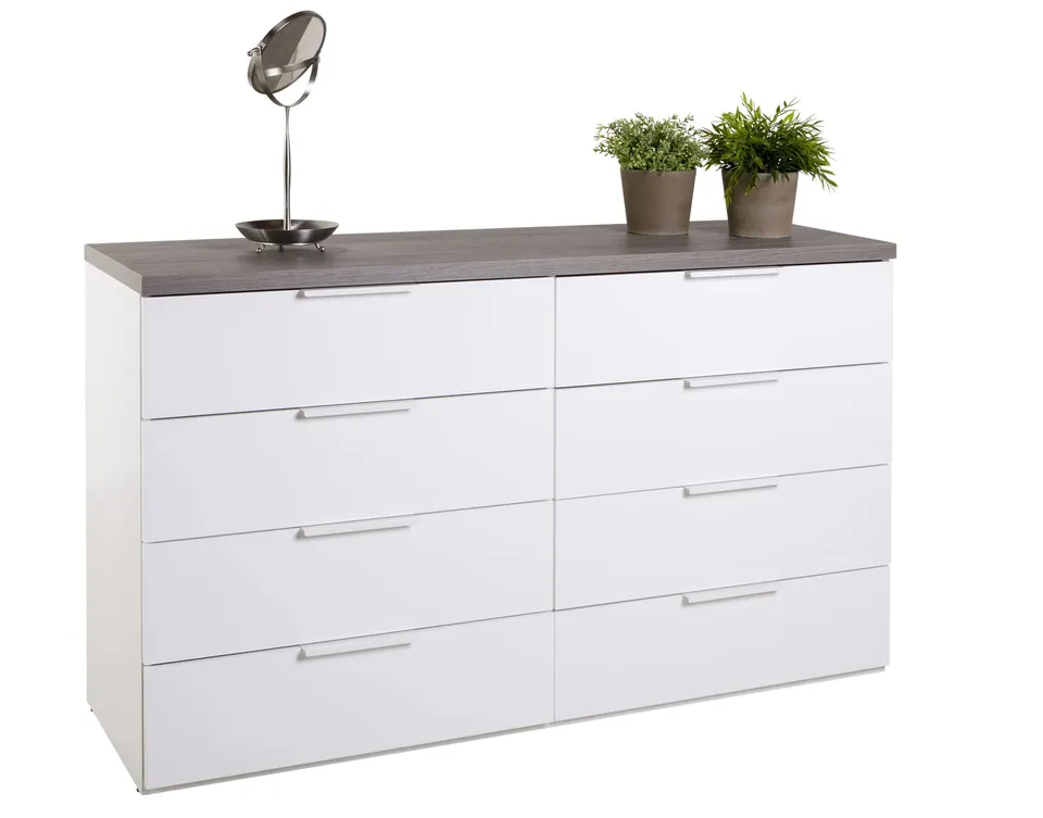 Composad Mundi Cassettiera 8 Cassetti Rovere Ravello Bianco