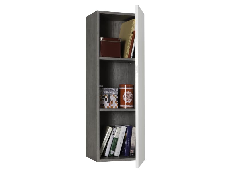 Composad Modello Pensile Verticale 35x110 Bianco e Cemento