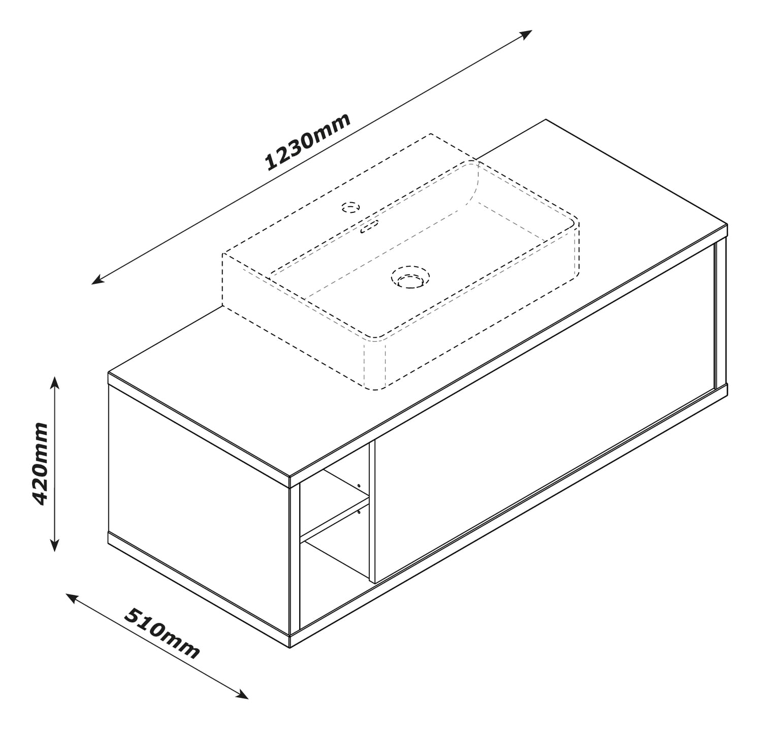 Composad Ladama mobile sottolavabo 1 cassetto rovere nero