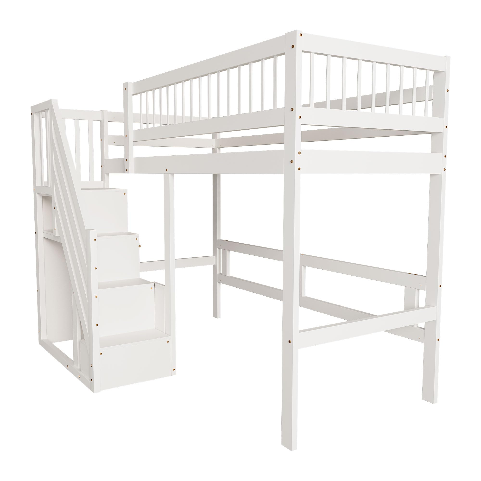 Dolamaní Letto a soppalco 90x200 bianco con scala
