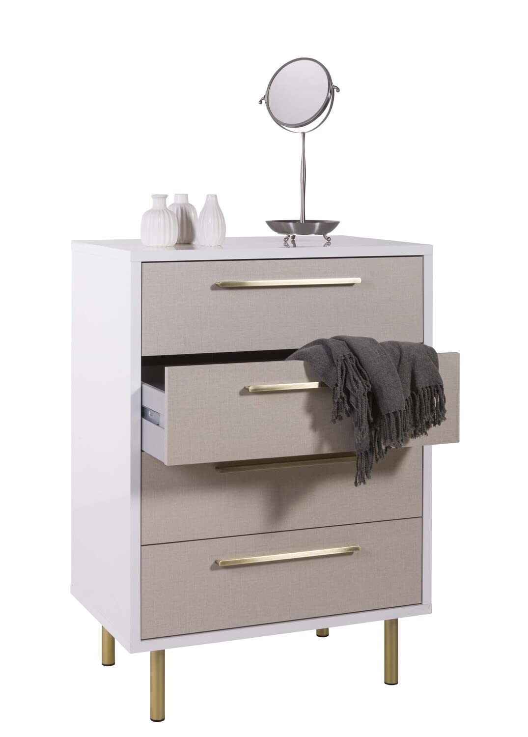 Composad Western cassettiera 4 cassetti twist bianco laccato
