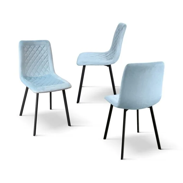 Epocantica sedia in velluto trapuntata gambe nere set 4 velluto