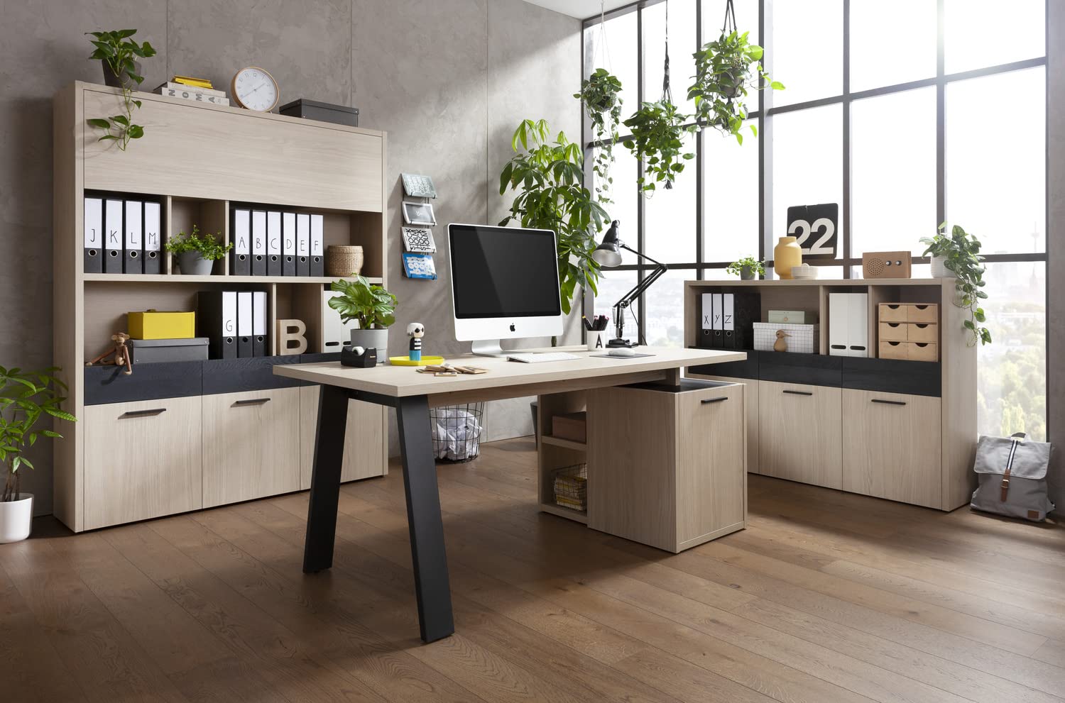 Composad Davinci Scrivania Rovere Nero 171,5 cm per Ufficio