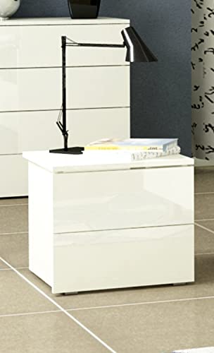 COMPOSAD Privilegio Comodino 2 Cassetti Bianco Laccato 55 cm