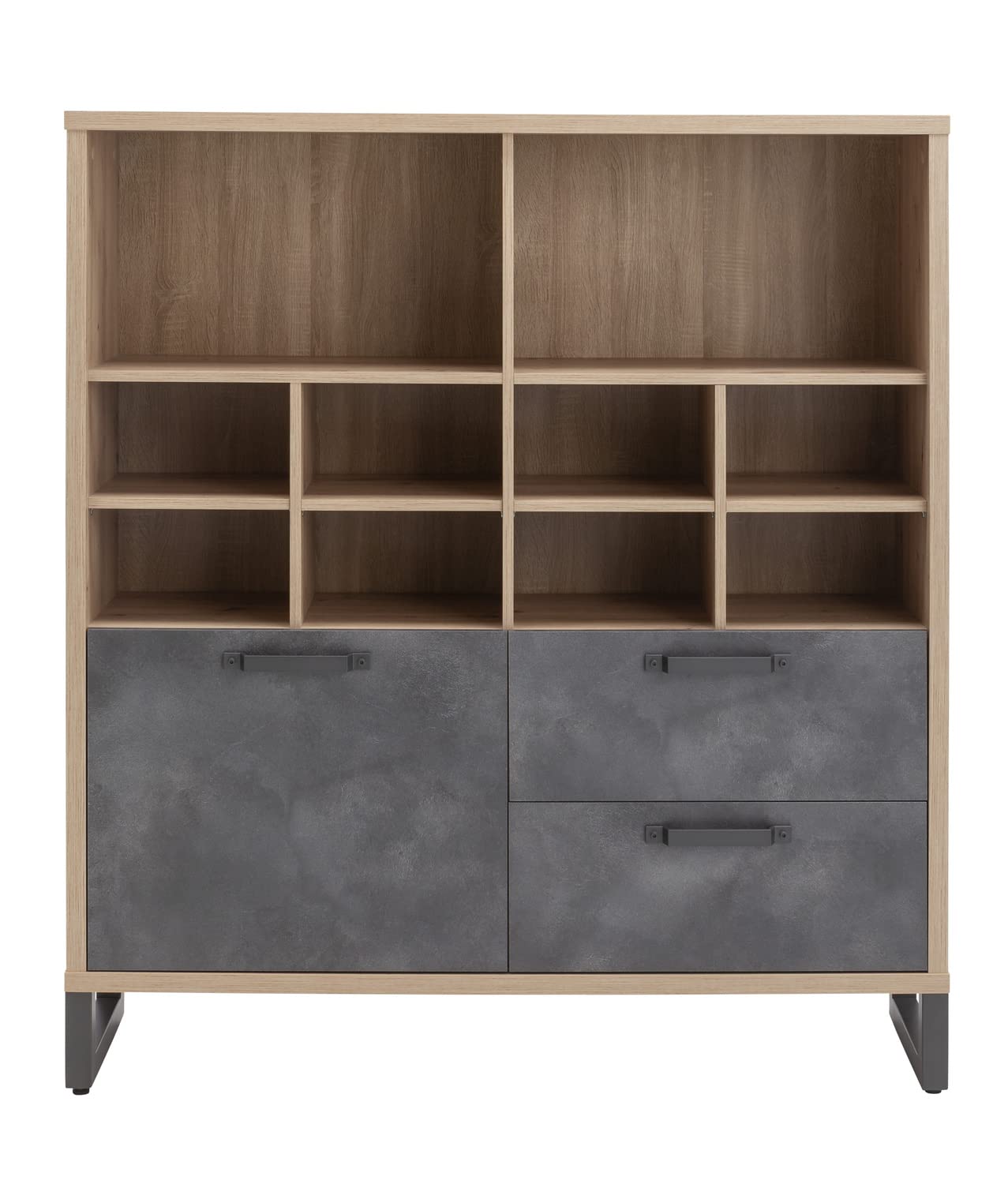 Composad LaFabrica Libreria 2 Cassetti 1 Anta Rovere Grigio Industrial
