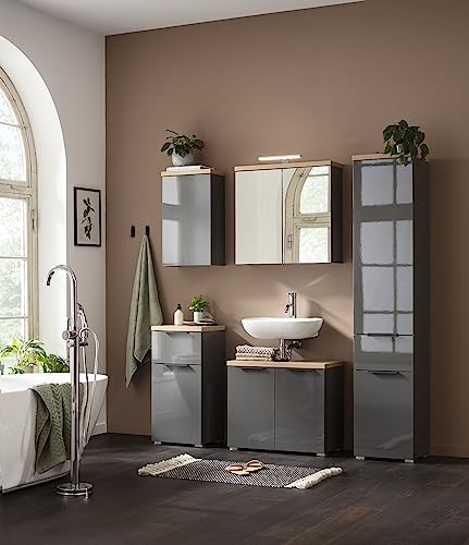 Composad Mundi Specchiera Bagno 2 Ante LED Grigio Titanio 70 cm