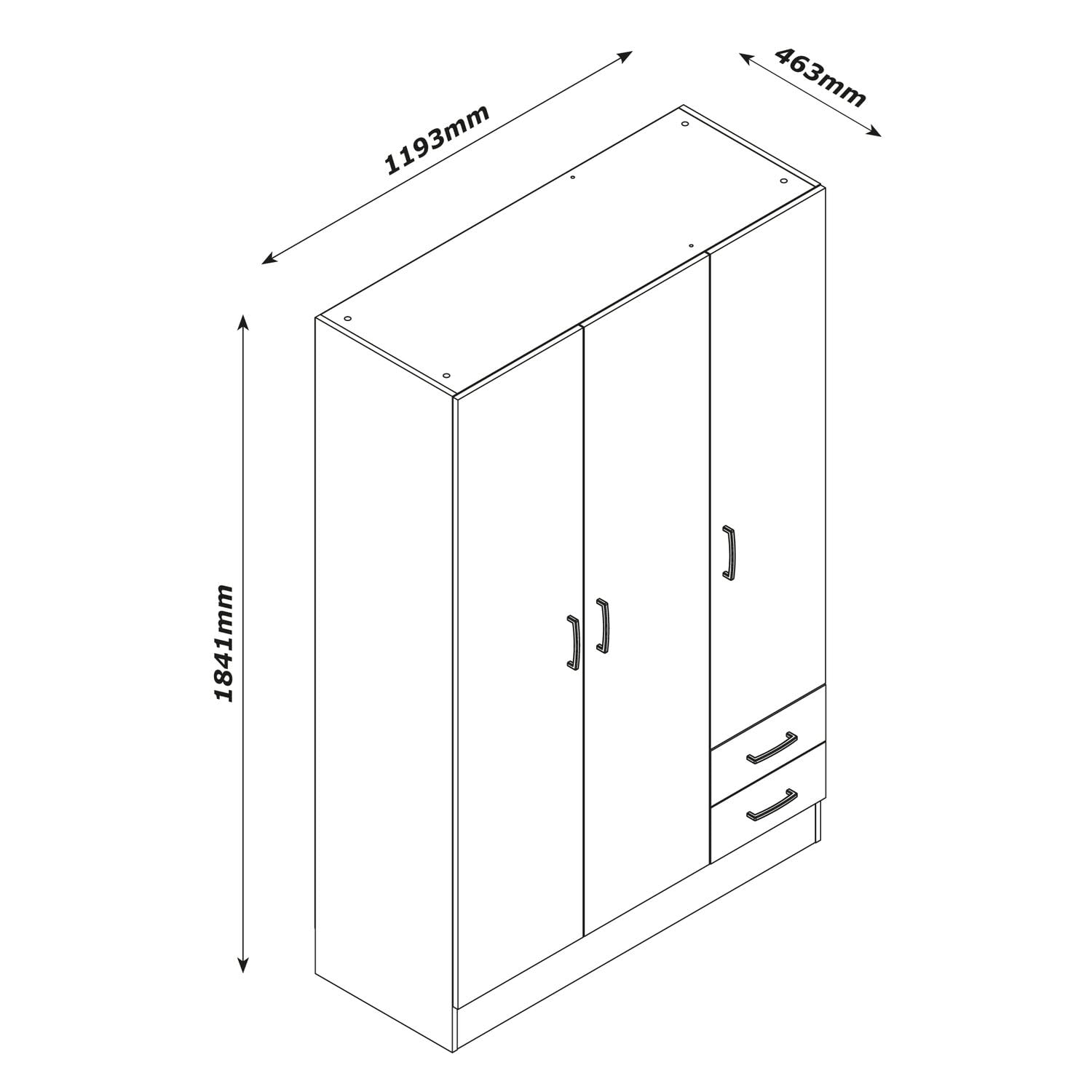 COMPOSAD Facile armadio 3 ante 2 cassetti bianco 120 cm