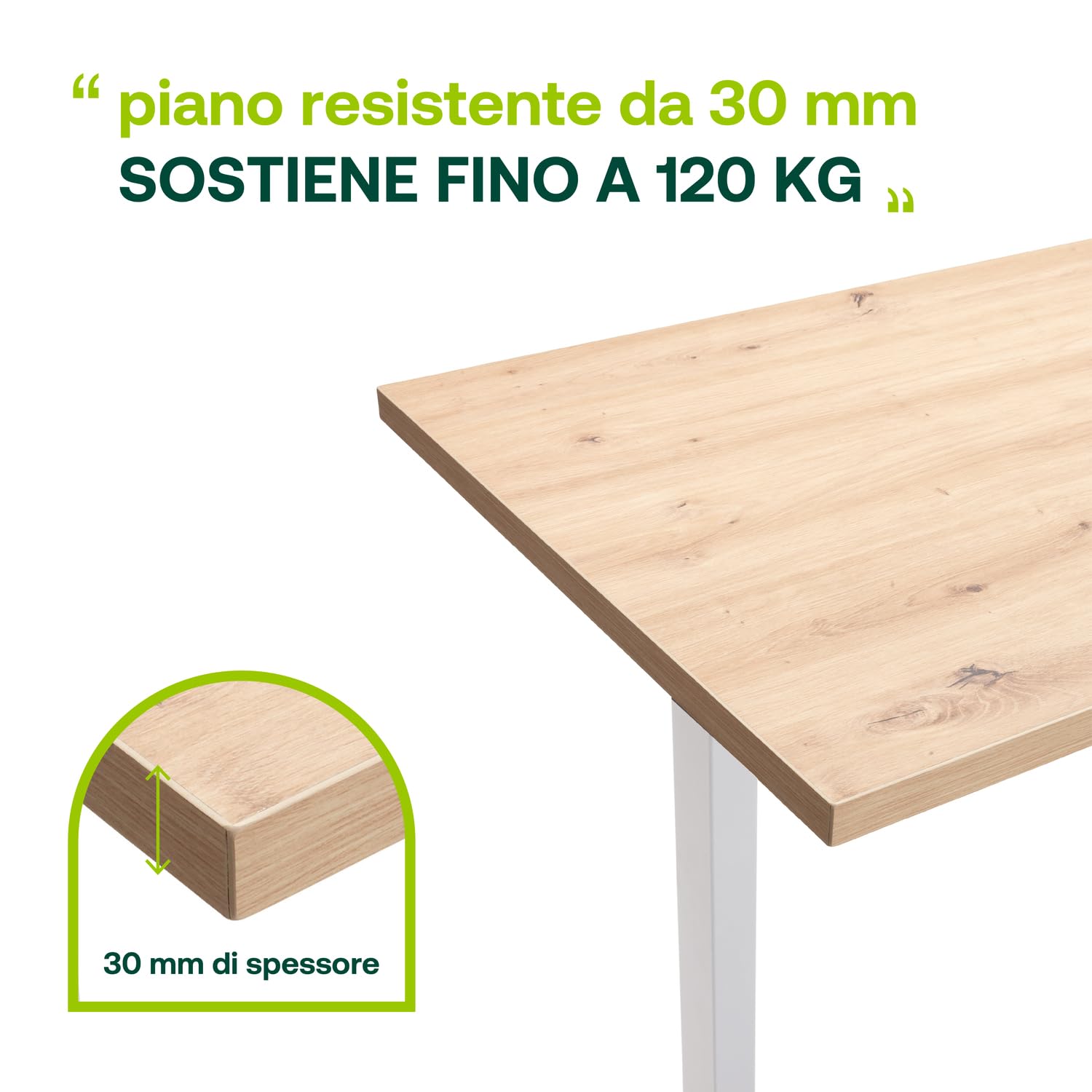 Composad Energia scrivania altezza regolabile 150x69 rovere mielato bianco