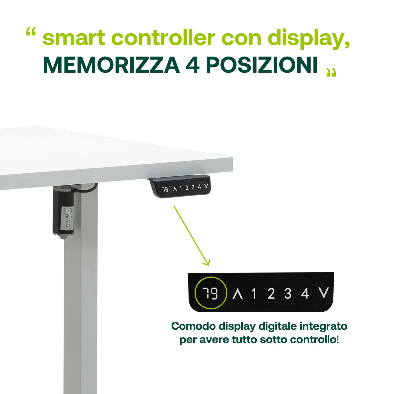 Composad Energia scrivania regolabile 150x69 bianco laccato elettrica