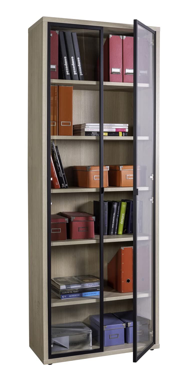 Composad DaVinci libreria alta 2 ante vetro rovere 81 cm