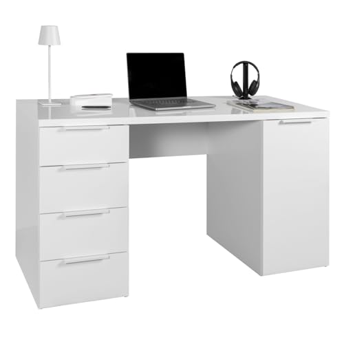Composad Espresso scrivania 4 cassetti anta bianco 146 cm