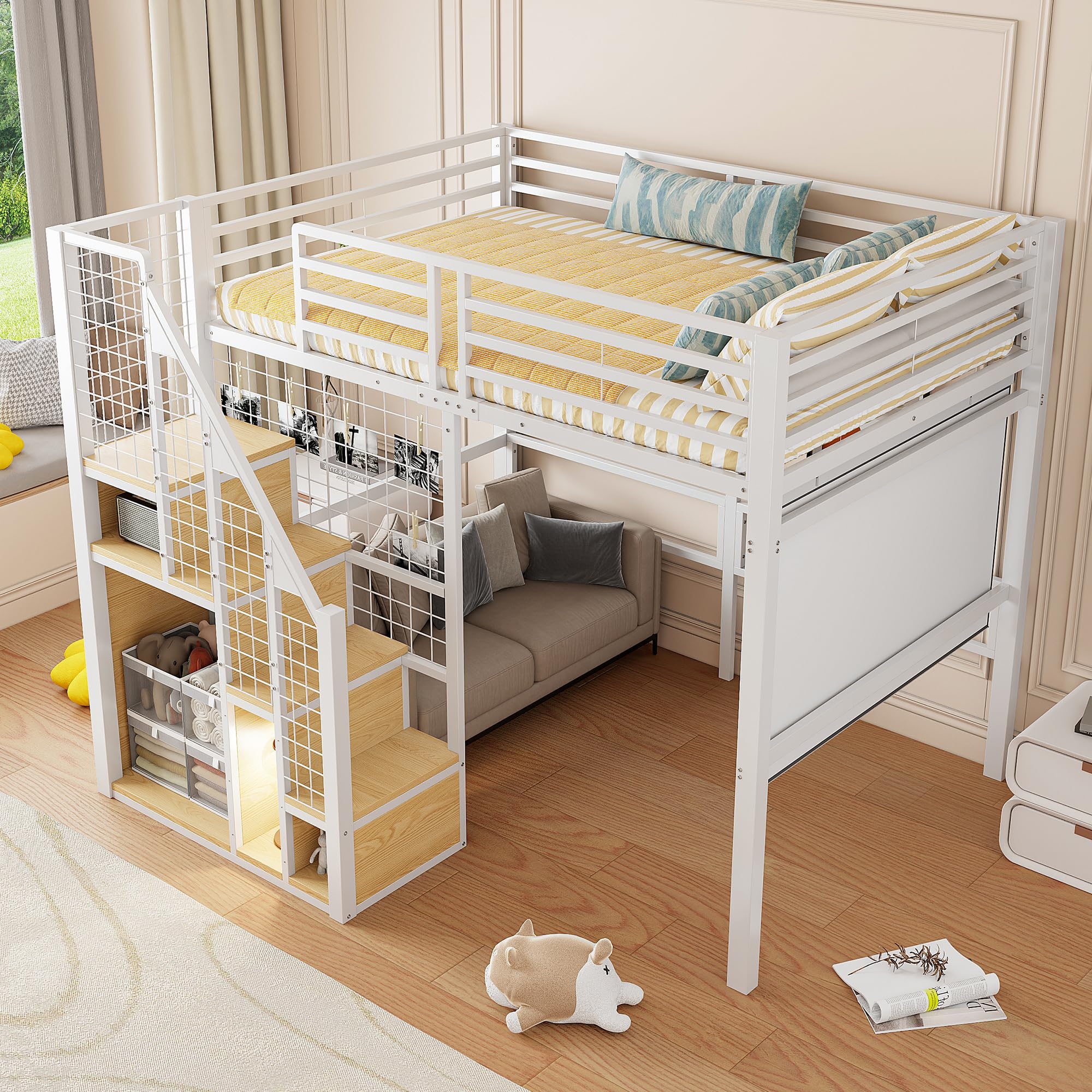 Dolamaní Letto a Soppalco 140x200 Bianco in Metallo