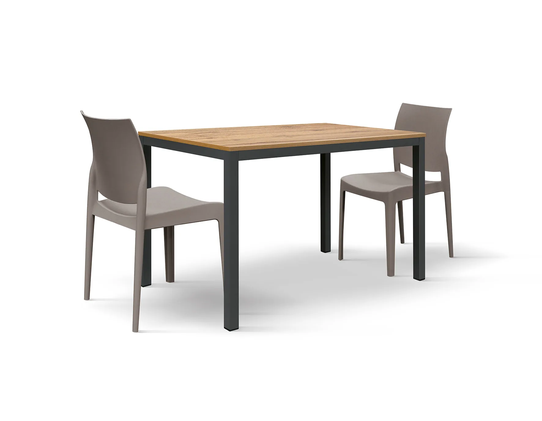 Epocantica Tavolo Fisso 80x80 Rovere Gambe Antracite 4 Posti