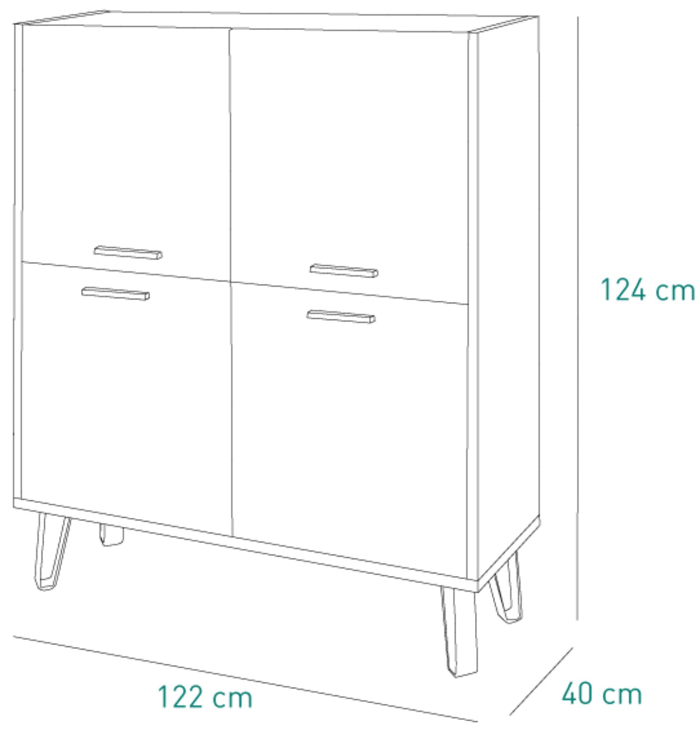 Composad Vitruvia madia 4 ante rovere miele nero 122 cm