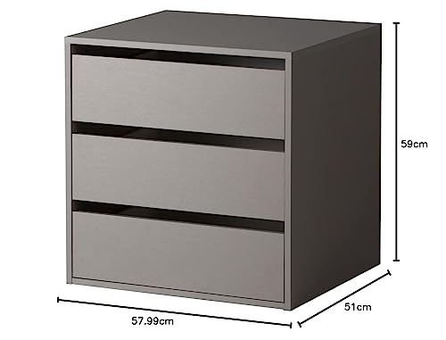 Composad Cassettiera Interna 3 Cassetti Grigio 58 cm