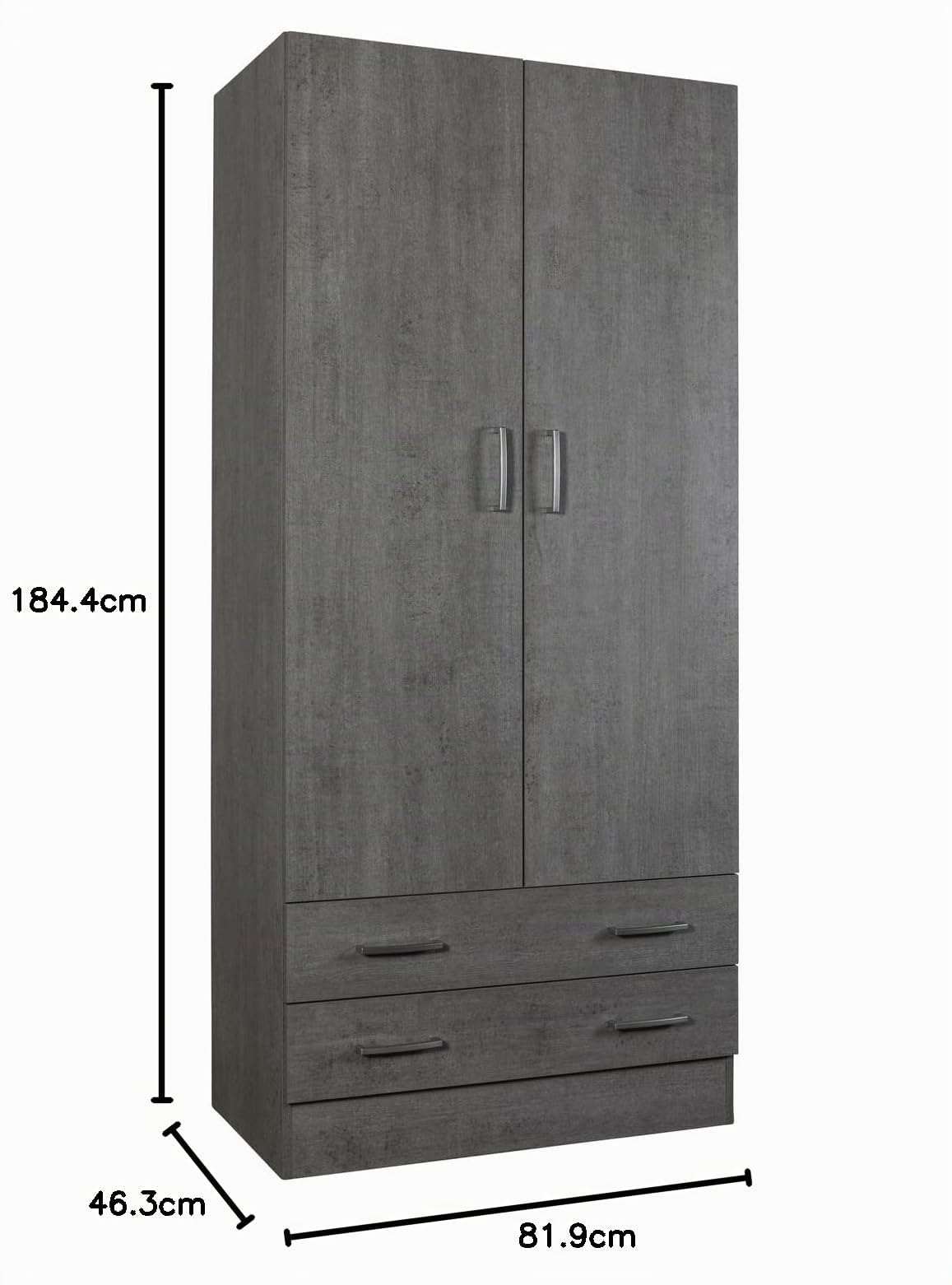 Composad Facile Armadio 2 Ante 2 Cassetti Grigio Cemento