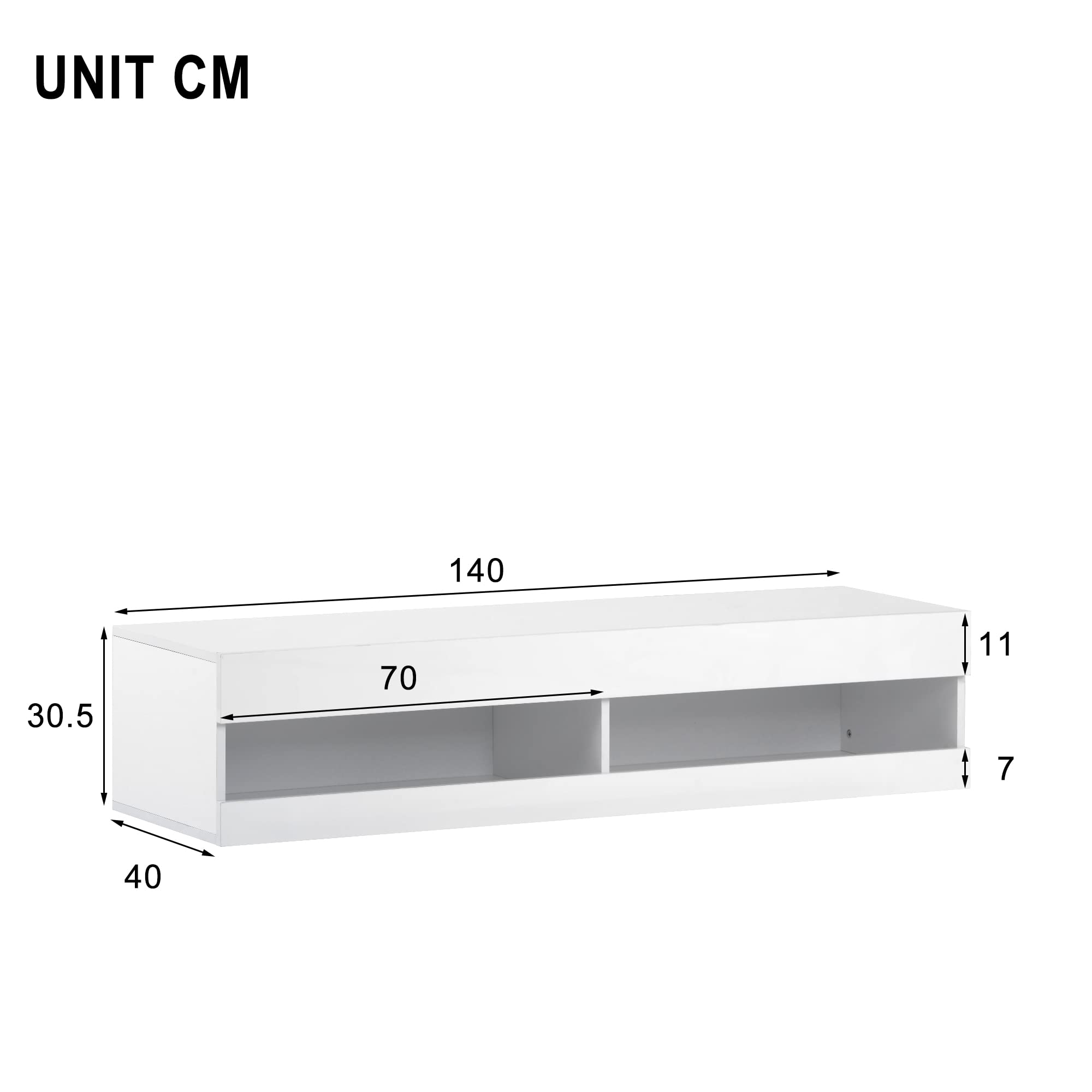 Dolamaní mobile TV bianco 140 cm sospeso