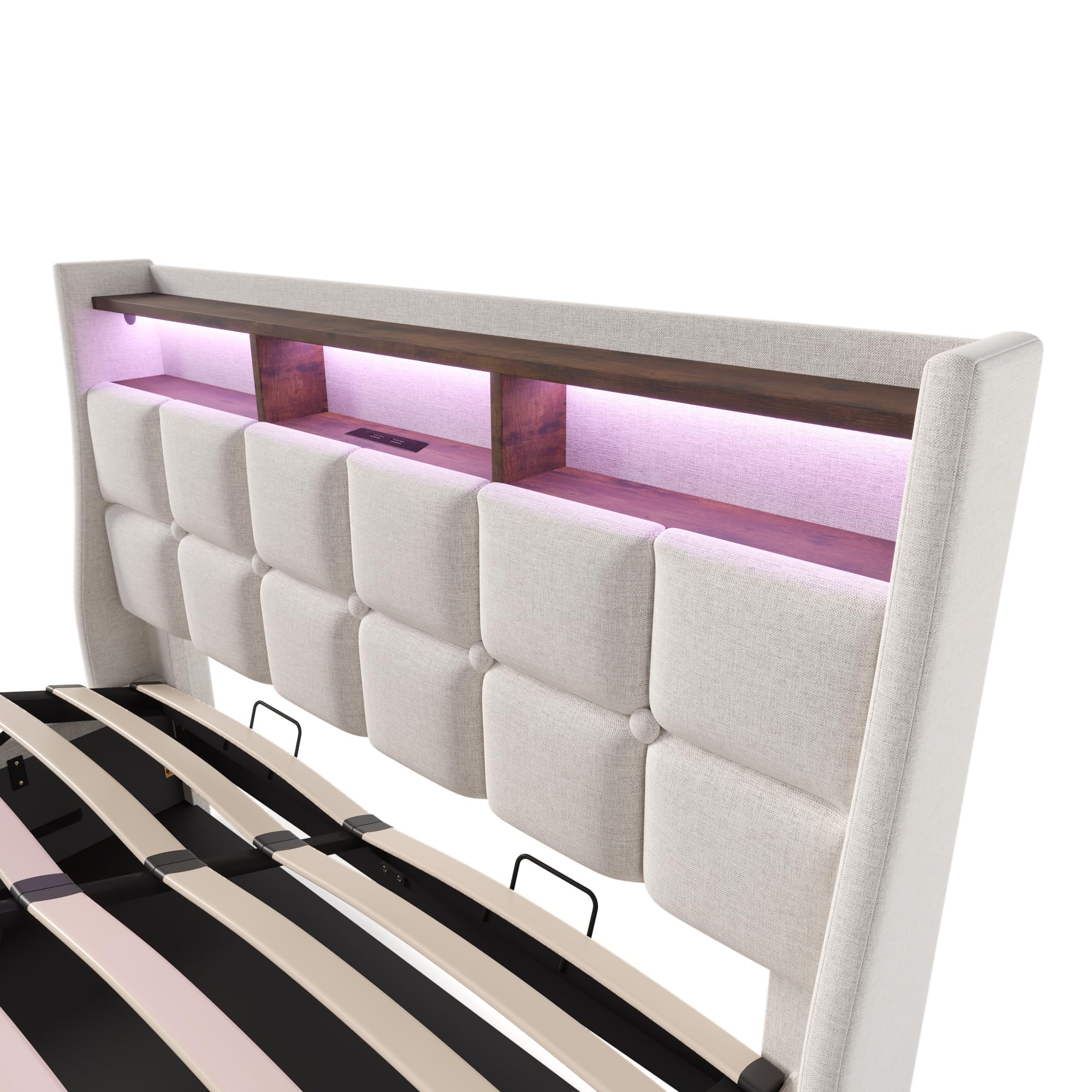 Dolamaní letto contenitore 160x200 beige con LED