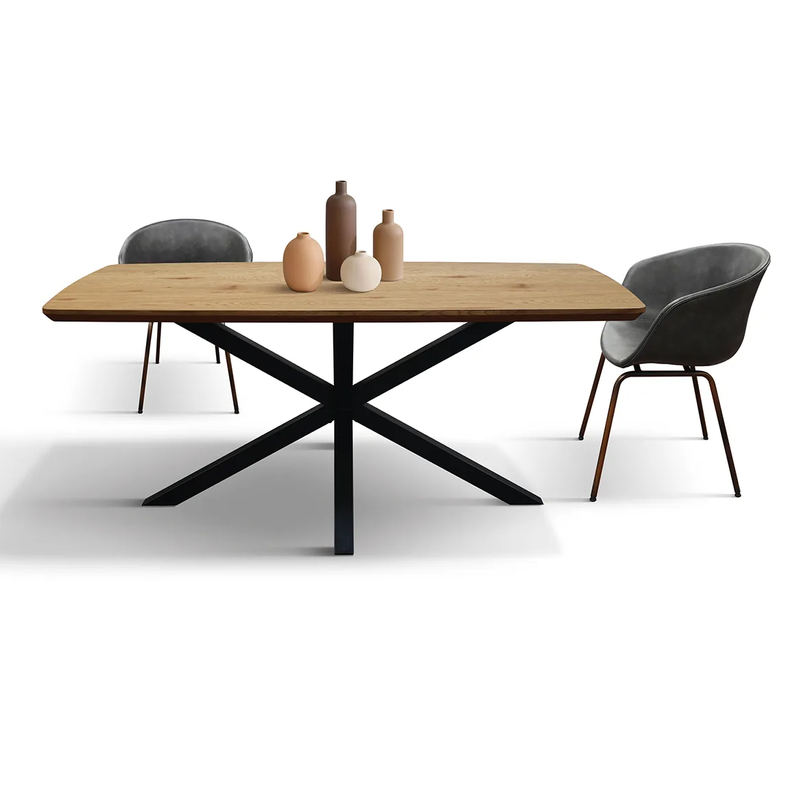 EPOCANTICA Tavolo Fisso Rovere Rustico 180x90 Gambe Metallo Nero