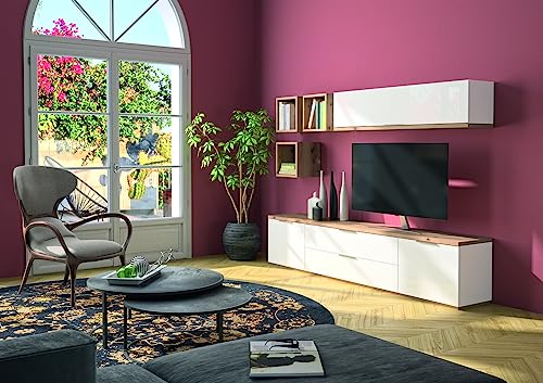Composad Mundi soggiorno set 3 mobili bianco rovere mielato