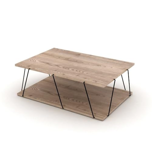 Iperbriko Industrial tavolino salotto rovere 90x60 cm basso