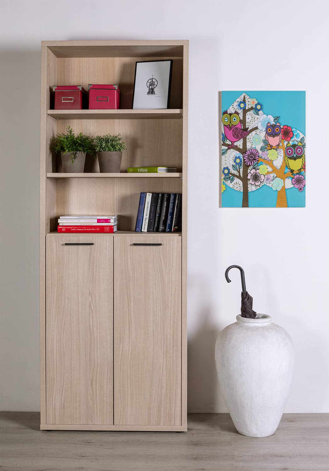 Composad Davinci libreria alta 81,6x217 rovere 2 ante