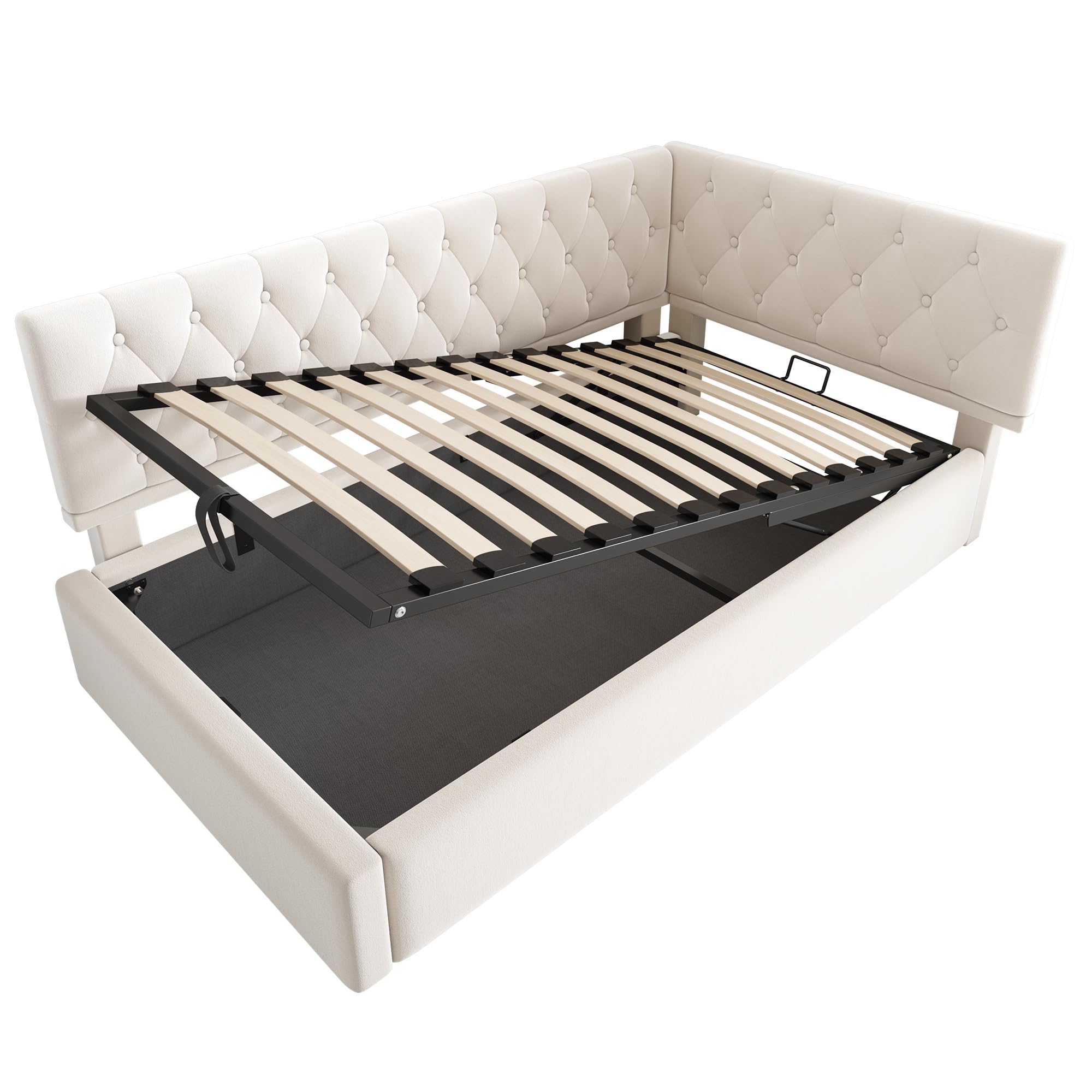 Dolamaní Letto Contenitore 90x200 Velluto Beige con Rete