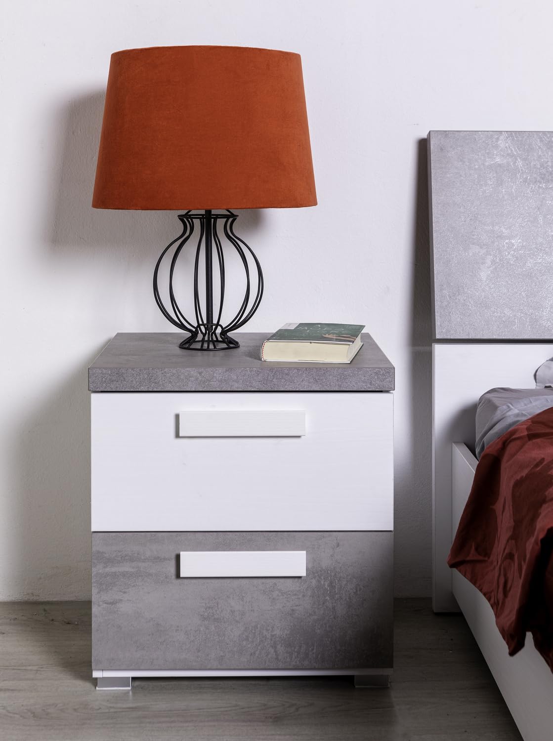 Composad Ador'A Comodino 2 Cassetti Cemento Bianco 49 cm